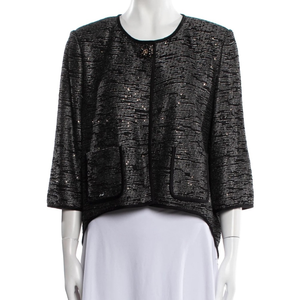 St. John Black, metallic and White Knit cardigan/jacket size 16